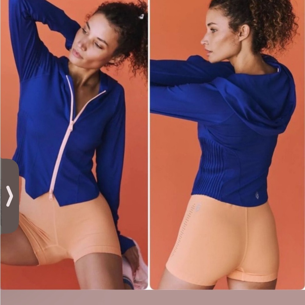 FP Movement by Free People Royal Blue Hoodie and Peach Shorts Set